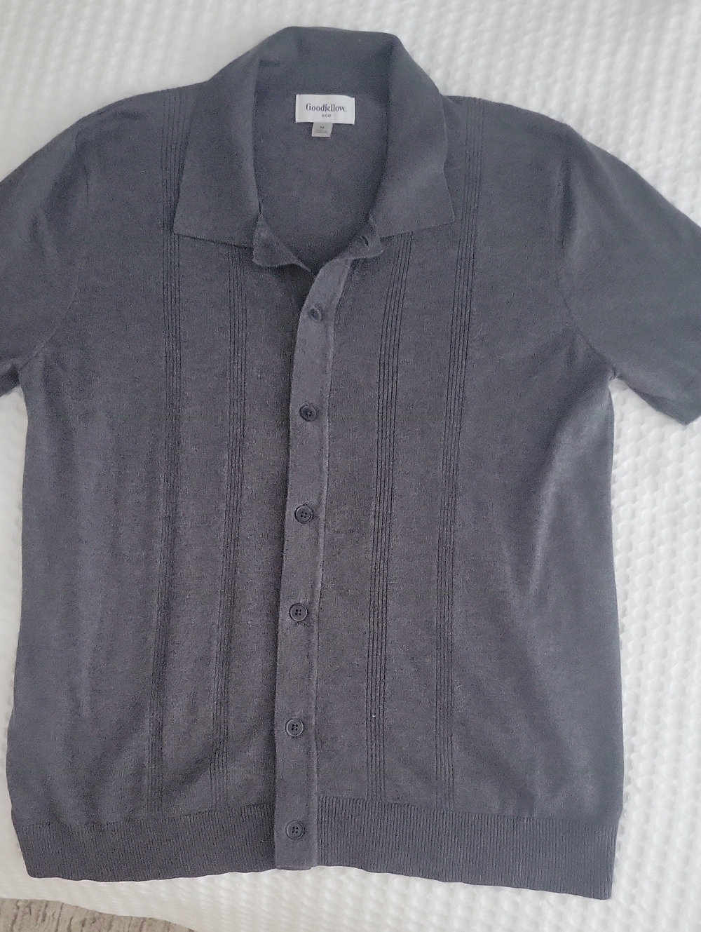 Goodfellow & Co Men's Short-Sleeve Button-Front Sweater Shirt - Charcoal Gray